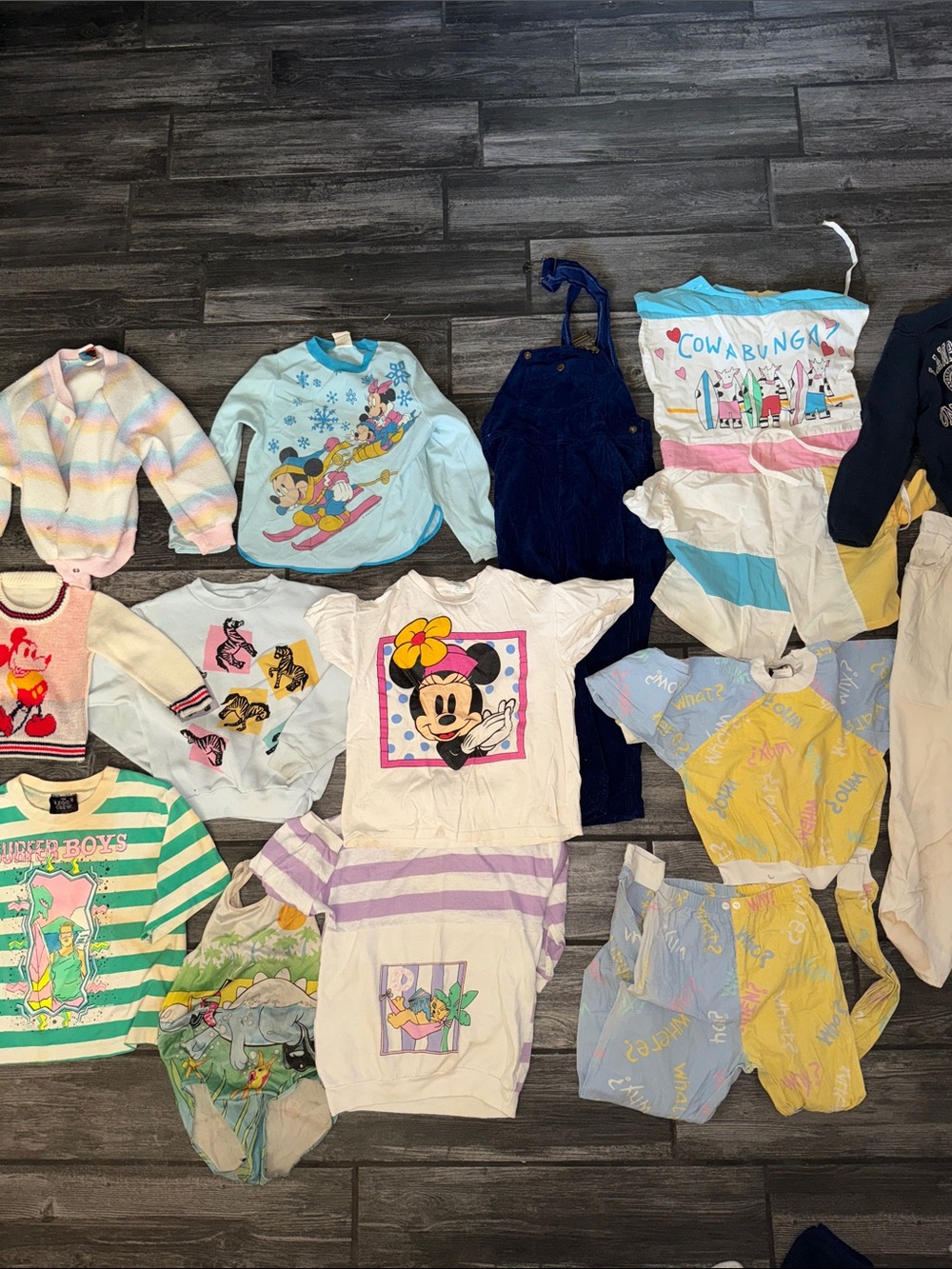 14 pc vintage kids Disney Minnie Mouse 80s osh gosh hush puppies overalls